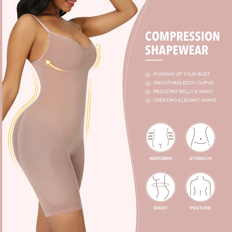 Seamless Bodysuit Compression Open Crotch Shapewear Women