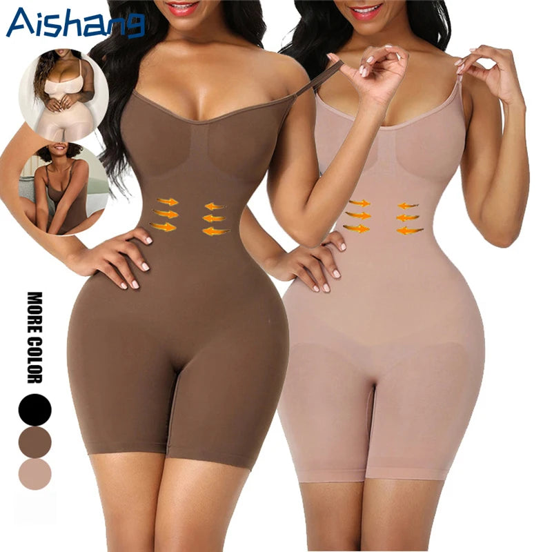 Seamless Bodysuit Compression Open Crotch Shapewear Women