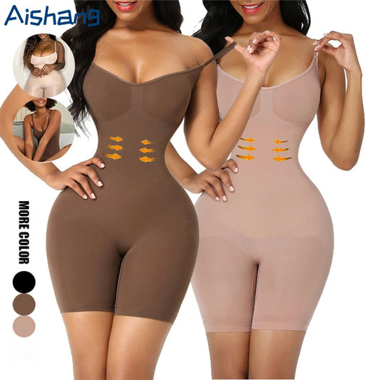 Seamless Bodysuit Compression Open Crotch Shapewear Women