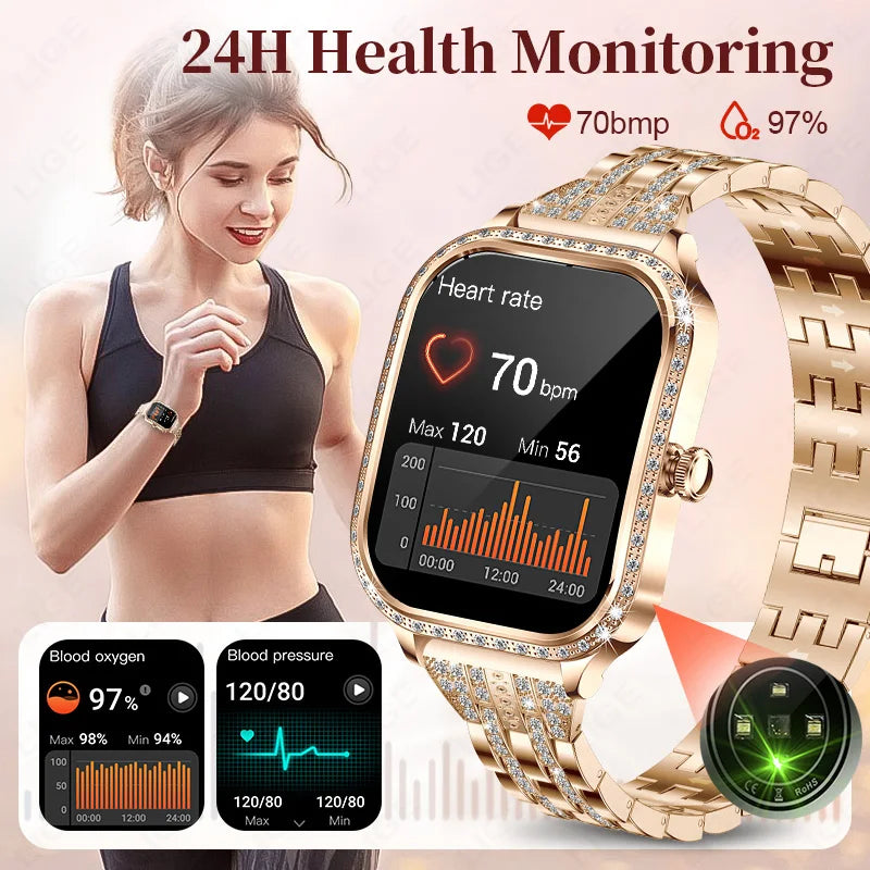 LIGE Women’s Smart Watch - Waterproof Bluetooth Call Fitness Tracker with Heart Rate Monitor