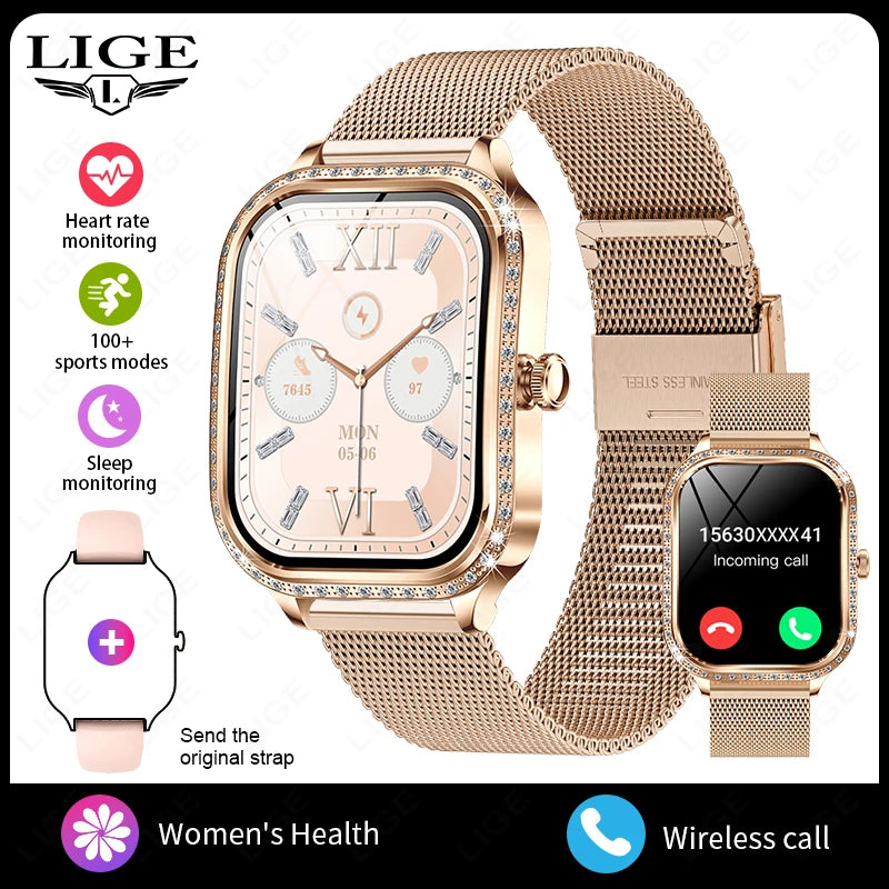 LIGE Women’s Smart Watch - Waterproof Bluetooth Call Fitness Tracker with Heart Rate Monitor