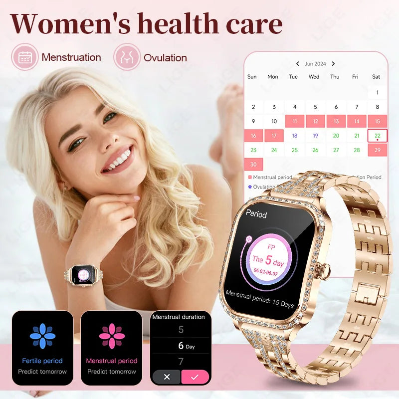 LIGE Women’s Smart Watch - Waterproof Bluetooth Call Fitness Tracker with Heart Rate Monitor