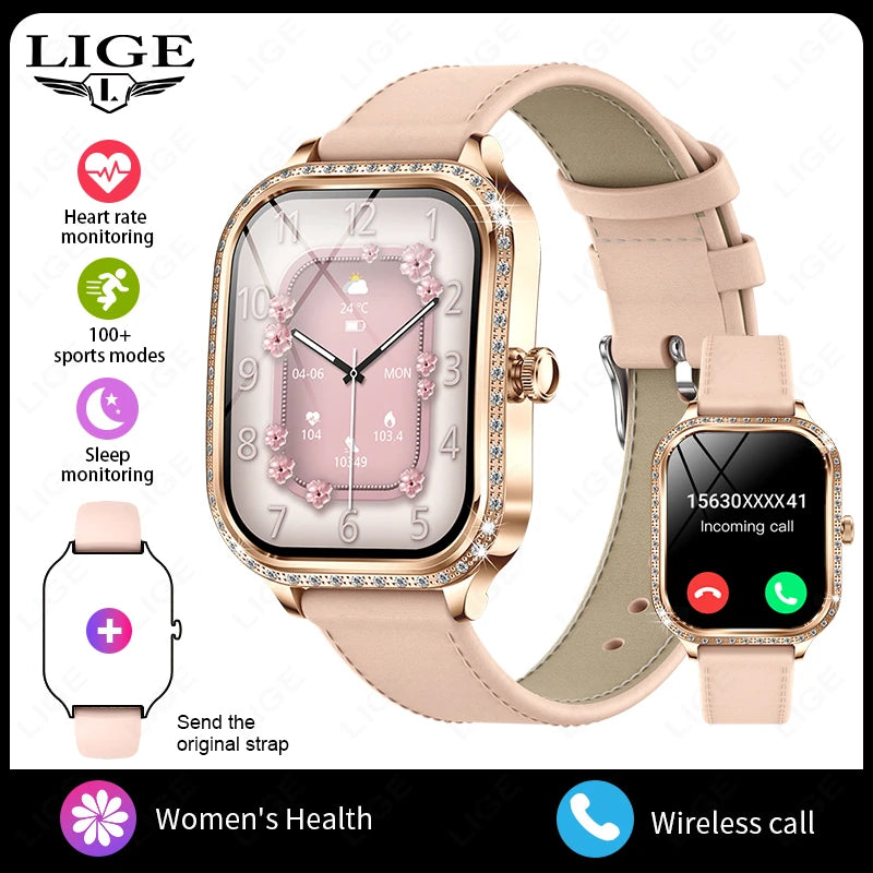 LIGE Women’s Smart Watch - Waterproof Bluetooth Call Fitness Tracker with Heart Rate Monitor