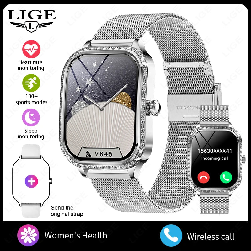 LIGE Women’s Smart Watch - Waterproof Bluetooth Call Fitness Tracker with Heart Rate Monitor