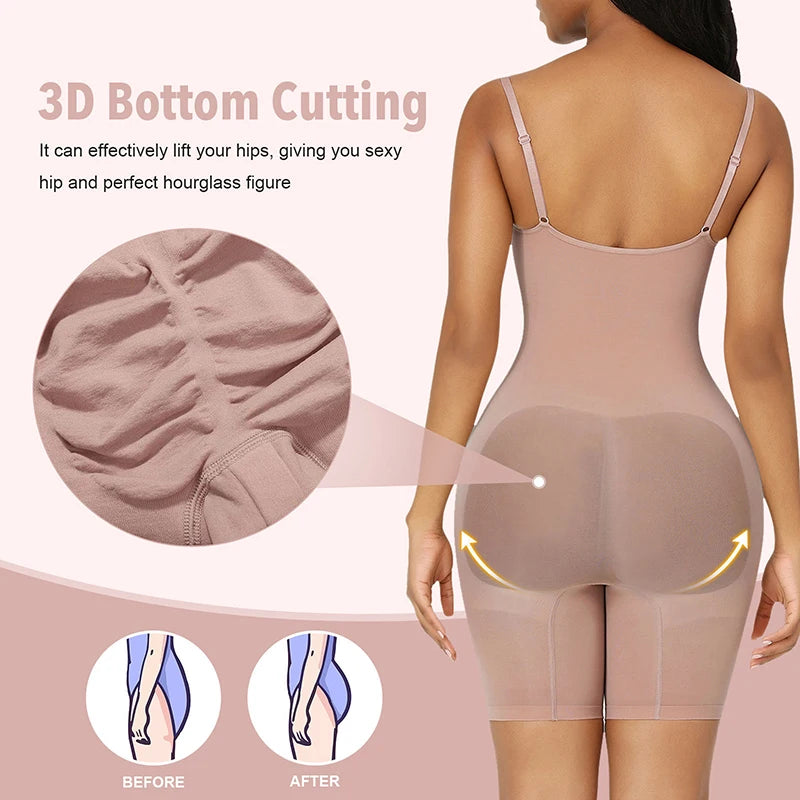 Seamless Bodysuit Compression Open Crotch Shapewear Women
