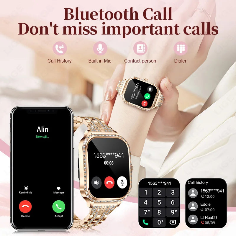 LIGE Women’s Smart Watch - Waterproof Bluetooth Call Fitness Tracker with Heart Rate Monitor