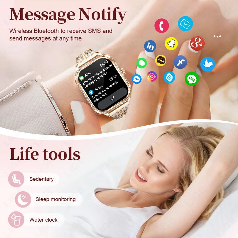 LIGE Women’s Smart Watch - Waterproof Bluetooth Call Fitness Tracker with Heart Rate Monitor