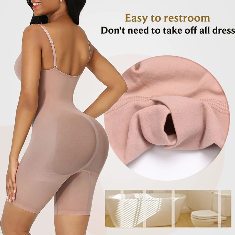 Seamless Bodysuit Compression Open Crotch Shapewear Women